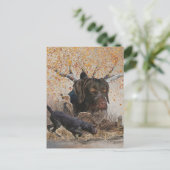 ドイツの金髪ポインタ、秋の狩り ポストカード (スタンド正面)