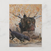 ドイツの金髪ポインタ、秋の狩り ポストカード (正面)