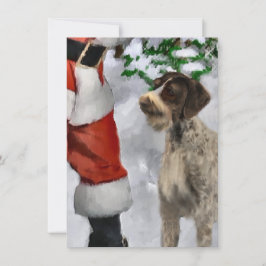 ドイツの金髪ポインタSanta Christmas Card