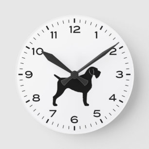 ドイツの針金毛の犬シルエット ラウンド壁時計
