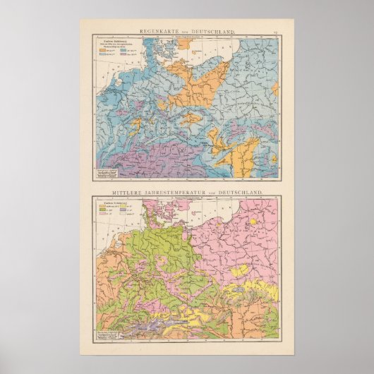 ドイツの降雨地図 ポスター (正面)