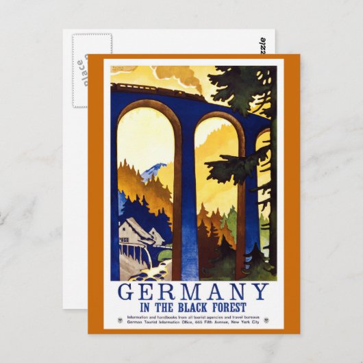 ドイツの黒森ヴィンテージ旅行ポスター ポストカード (正面/裏面)