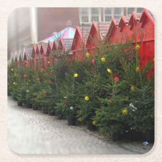 ドイツのChristkindlmarket – クリスマスツリーコースター スクエアペーパーコースター (正面)