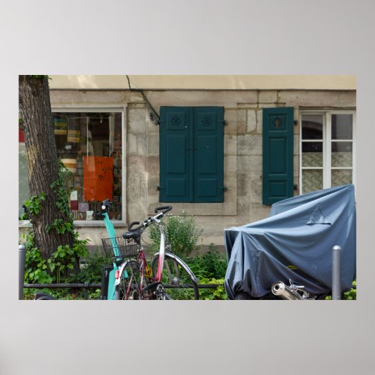 ドイツのErlangen Windowsと自転車 ポスター (正面)