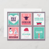 ドイツのFREHLICHE WEIHNACHENクリスマスカードパック シーズンポストカード (正面/裏面)