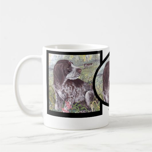 ドイツのWirehairedポインターの子犬の夢みる人のマグ コーヒーマグカップ (左)