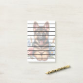 ドイツよくはしゃぐの羊飼い子犬と花 ポストイット (デスク上)