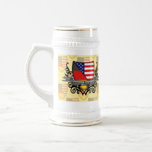 ドイツアメリカの盾の旗 ビールジョッキ