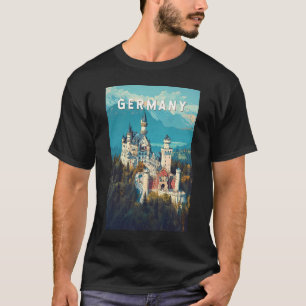 ドイツイラストレーショントラベルアートヴィンテージ Tシャツ