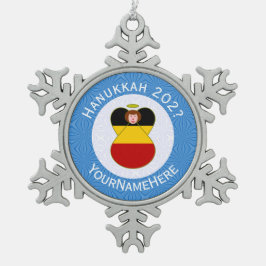 ドイツエンジェルハヌカーパーソナライズされた国旗 スノーフレークピューターオーナメント