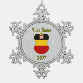 ドイツエンジェル国旗の赤毛 スノーフレークピューターオーナメント