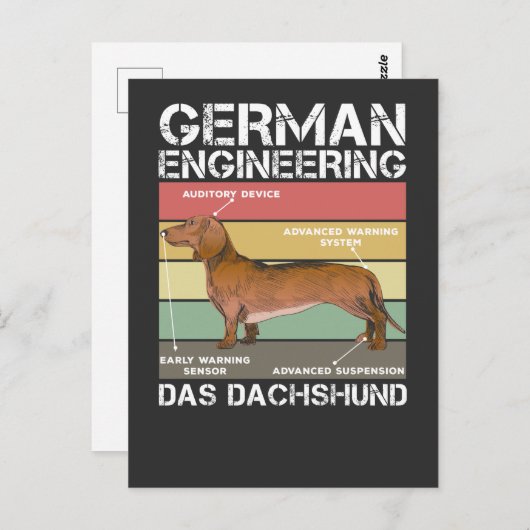 ドイツエンジニアリングダックスフントワンピーウィーナードッグ ポストカード (正面/裏面)