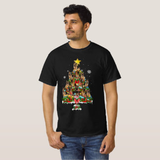 ドイツカッコいいシェパードのクリスマスツリー愛犬家 Tシャツ