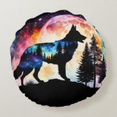 ドイツカラフルの羊飼いシルエット*パーソナライズ* ラウンドクッション (裏面)