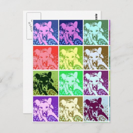 ドイツカラフルの羊飼いドッグポップ・アートのアート ポストカード (正面/裏面)