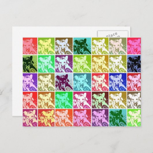 ドイツカラフルの羊飼い犬ポップ・アートのアート水平 ポストカード (正面/裏面)
