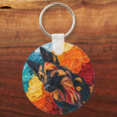 ドイツカラフルシェパードドッグポートレート キーホルダー (正面)