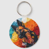 ドイツカラフルシェパードドッグポートレート キーホルダー (裏面)