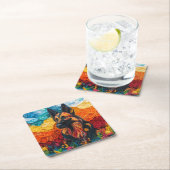 ドイツカラフルシェパードドッグポートレート スクエアペーパーコースター (インサイチュ)