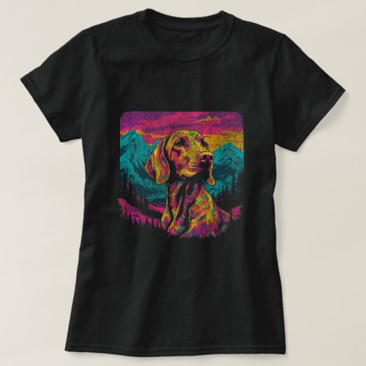 ドイツカラフル短剣ポインタ80sレトロスタイル tシャツ (デザイン正面)