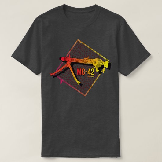 ドイツカラフル語MG42機関銃 Tシャツ (デザイン正面)