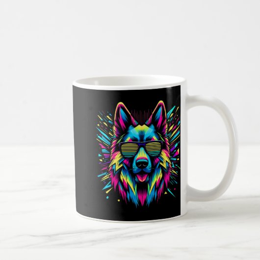 ドイツクール羊飼い犬抽象芸術アートスタイルキリスト コーヒーマグカップ (右)