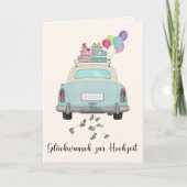 ドイツグリュックウンシュウェディングデイブルーレトロカー カード (正面)