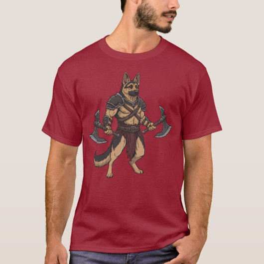 ドイツシェパードの角闘士犬の冒険 Tシャツ (正面)