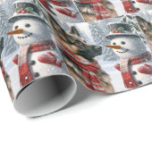 ドイツシェパードウィズ雪だるま ラッピングペーパー (ロールコーナー)