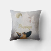 ドイツシェパードウィンターウォーターカラーホリデー金ゴールド  クッション (裏面)