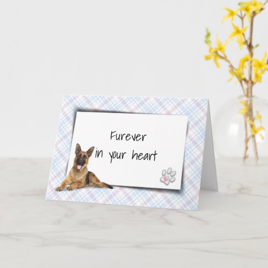 ドイツシェパードオンプレイドペットロス悔やみや弔慰 カード (黄色い花)