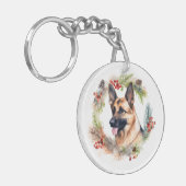 ドイツシェパードクリスマスリースフェスティバルカップ キーホルダー (正面左)