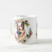 ドイツシェパードクリスマスリースフェスティバルカップ コーヒーマグカップ (正面左)