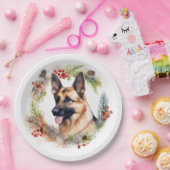 ドイツシェパードクリスマスリースフェスティバルカップ ペーパープレート (パーティー)