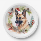 ドイツシェパードクリスマスリースフェスティバルカップ ペーパープレート (正面)