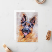 ドイツシェパードドウウォーターカラーポートレート01 ノートカード (正面/裏面インサイチュ)