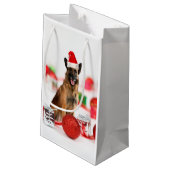 ドイツシェパードドッグクリスマスサンタハット抱き枕 スモールペーパーバッグ (裏面アングル)