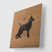 ドイツシェパードドッグシルエット素朴スタイルGSD K9 スクエア壁時計 (傾斜)