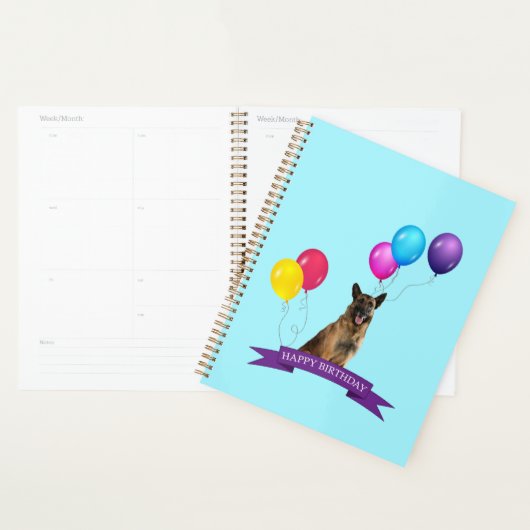 ドイツシェパードドッグハッピーバースデー抱き枕 プランナー手帳 (ディスプレー)