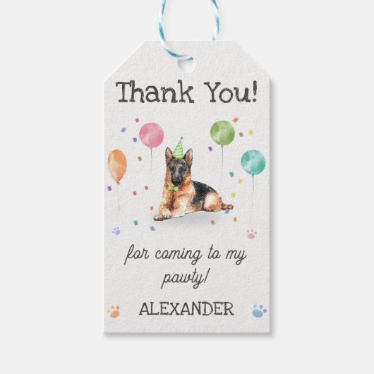 ドイツシェパードドッグ誕生日サンキューギフトラベル ギフトタグ (正面)