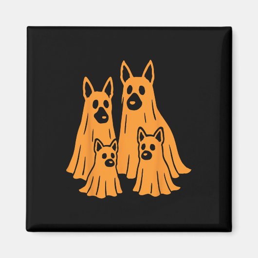 ドイツシェパードハロウィーン幽霊ファミリーおもしろい犬L マグネット (正面)