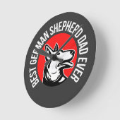 ドイツシェパードパパドッグパパ ラウンド壁時計 (傾斜)