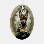 ドイツシェパードパピーの初めてのクリスマスオーナメント メタルオーナメント (正面右)