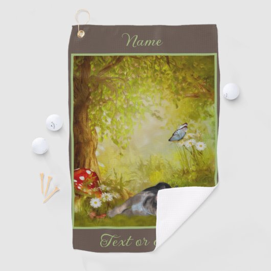 ドイツシェパードパピーファンタジードッグアートパーソナライズされた ゴルフタオル (インサイチュ)