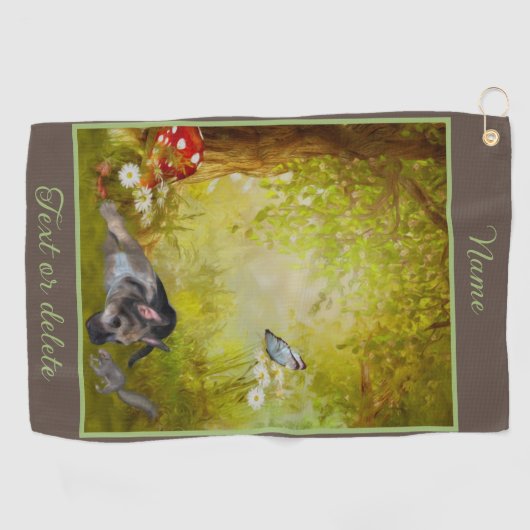 ドイツシェパードパピーファンタジードッグアートパーソナライズされた ゴルフタオル (横)