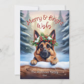 ドイツシェパードフォレストペットポートレートメリー&ブライト シーズンカード (正面)