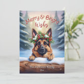 ドイツシェパードフォレストペットポートレートメリー&ブライト シーズンカード (スタンド正面)