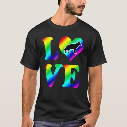 ドイツシェパードプライドレインボーラブ Tシャツ (正面)