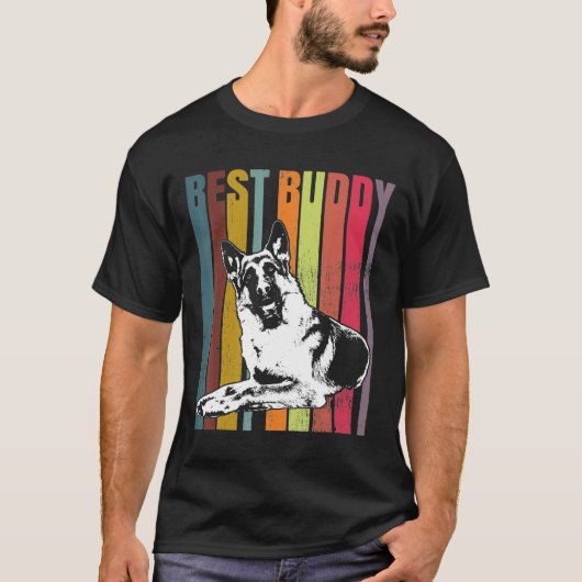 ドイツシェパードレトロ最高のバディ Tシャツ (正面)