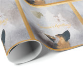 ドイツシェパード冬の水のカラーホリデー金ゴールド ラッピングペーパー (ロールコーナー)